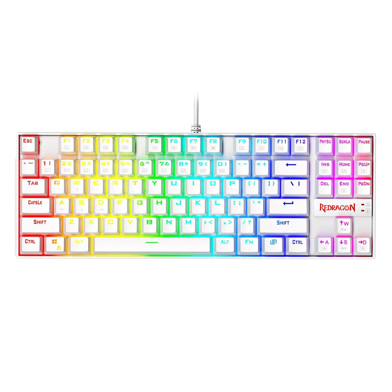 Redragon K552W-RGB 60% Mechanical Gaming Keyboard - Wired / 87 Keys / White