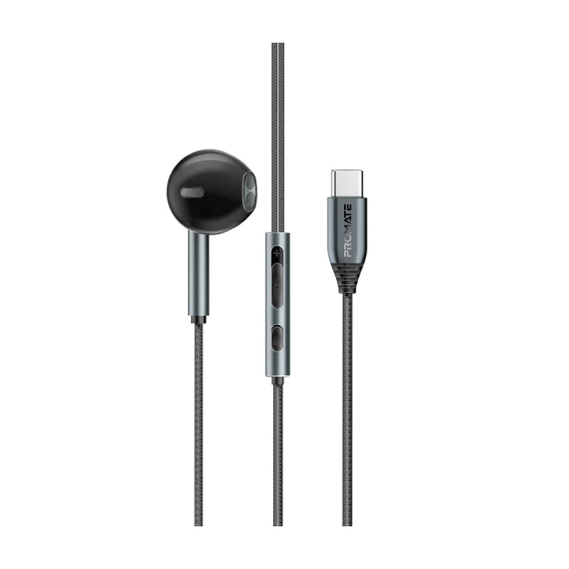 PROMATE Laxi-M High Fidelity USB-C ENC Mono Wired Earphone - Wired / USB-C / Black