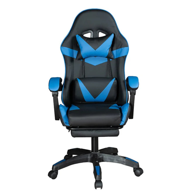 GADGETON Imperial Series PVC Leather Gaming Chair With Footrest - Black/Blue