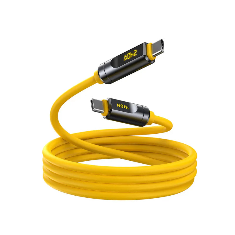 كابل يو إس بي-C إلى يو إس بي-C إيه أو هاي ذا فيوتشر أدونيس USB4 2.0، بقدرة 240 واط، مع شاشة إل إي دي، بطول 2 متر، بسرعة 120 جيجابت في الثانية، بدقة 8K، وPD3.2