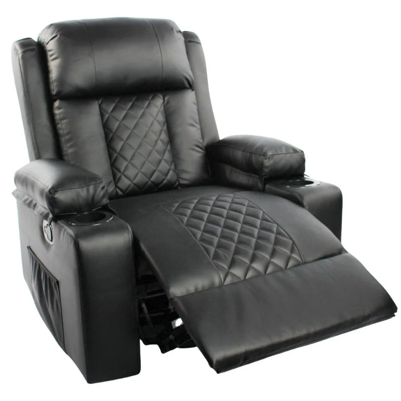 Black Bull Premium Sofa Swivel Rocker Recliner Size - PU Black