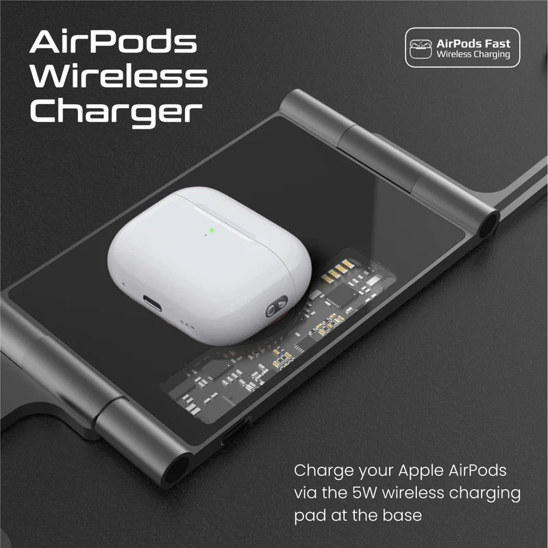PROMATE Ultra-Slim Transparent AuraFold MagSafe Wireless Charging Station - 15W