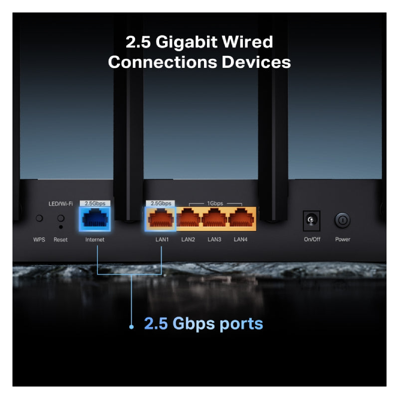 TP-Link (Archer BE400) BE6500 Dual-Band Wi-Fi 7 Router - 6.5 Gbps Dual-Band / 2.5G Wired / Black