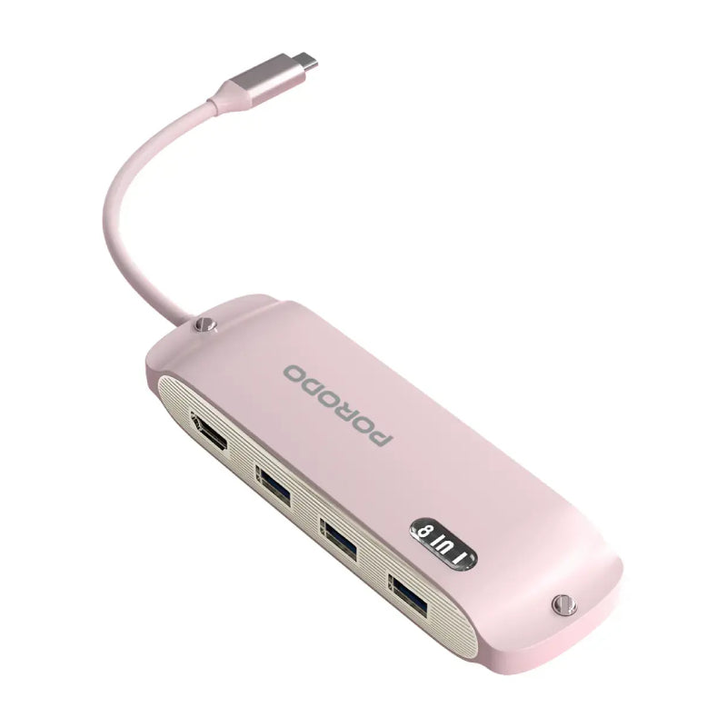 Porodo Malone Multi-Port USB-C Hub - Pink