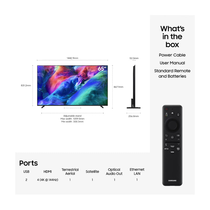 Samsung 65" Micro RGB R85H 4K Samsung Vision AI Smart TV (2026) - 65" 4K / 100 Hz / HDMI/USB/Ethernet - Smart TV