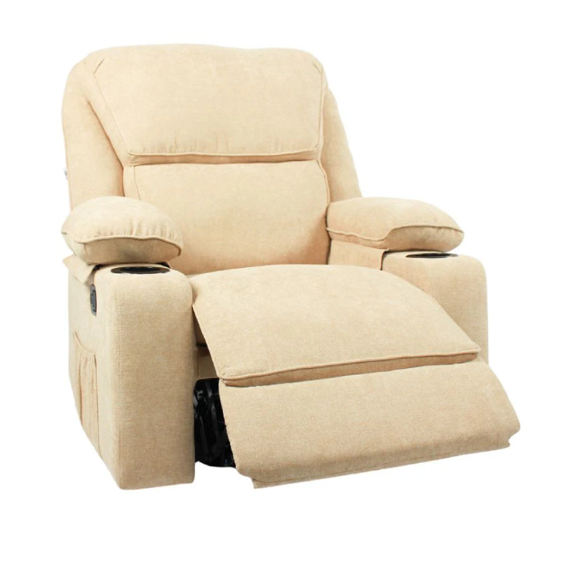 Black Bull Premium Sofa Swivel Rocker Recliner Size - Fabric Beige
