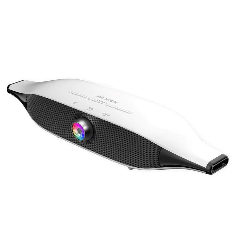 PROMATE Delta-X 20W Bass Boost Quad Speaker Wireless RGB Soundbar - Up to 20M / 6400mAh / White