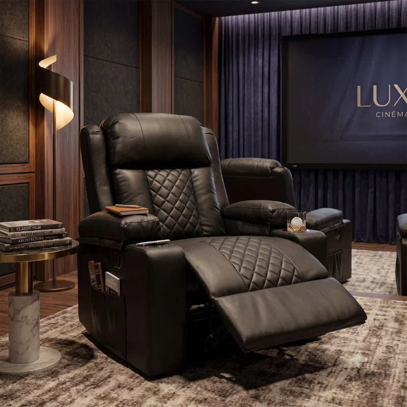 Black Bull Premium Sofa Swivel Rocker Recliner Size - PU Black