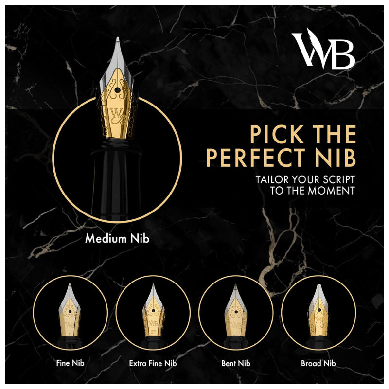 Wordsworth & Black Luxury Fountain Pen Set - (Medium Nib / Black)