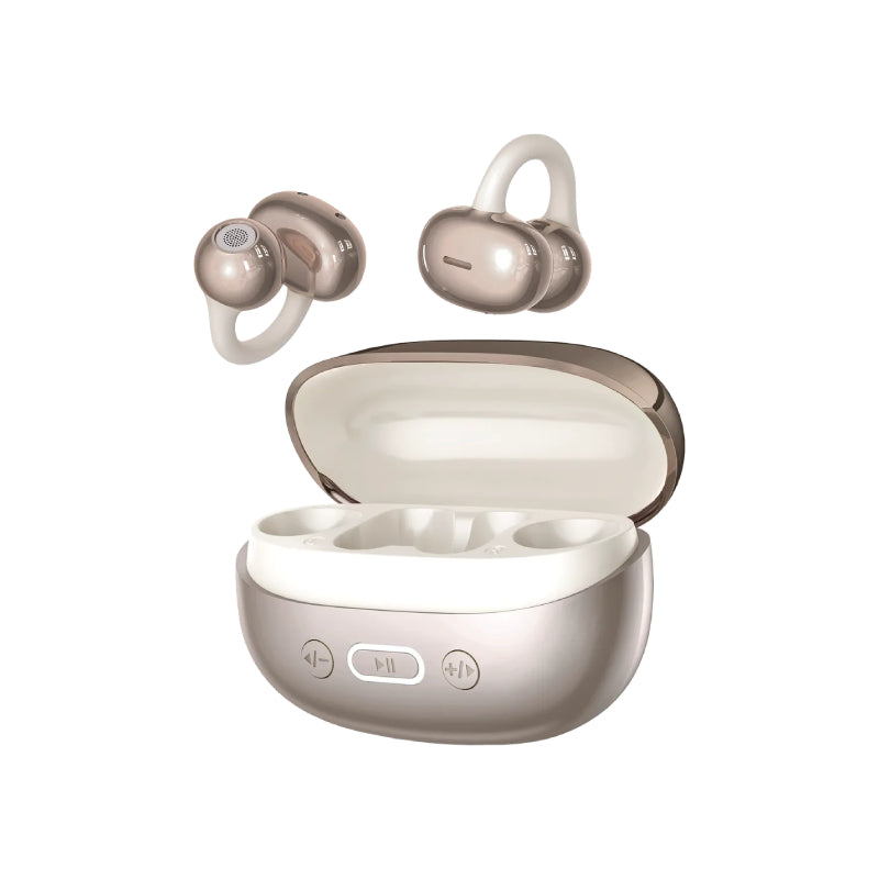 Porodo Soundtec Inova Open-Ear ENC Earbuds with Multi-Functional Control Buttons - Gold