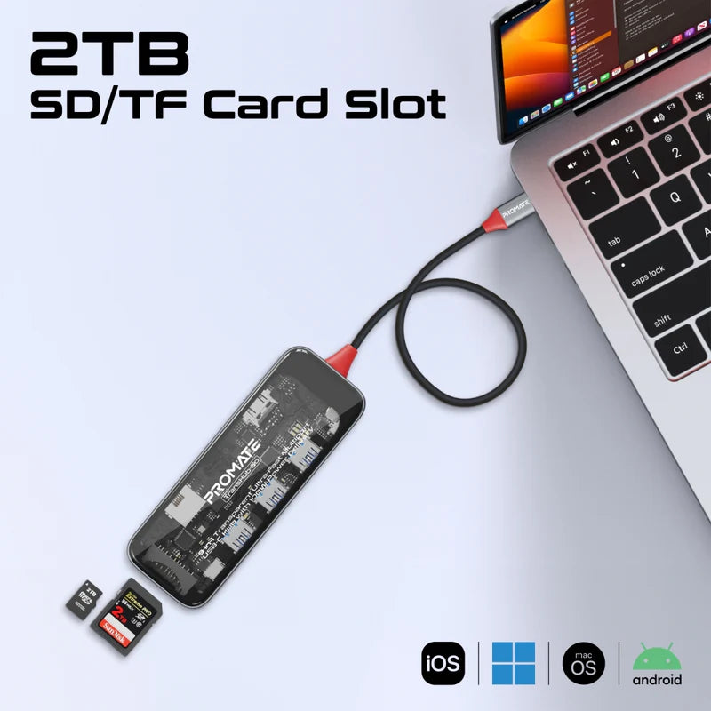 PROMATE 9-in-1 Transparent USB-C Hub - USB-C / HDMI / USB 3.0
