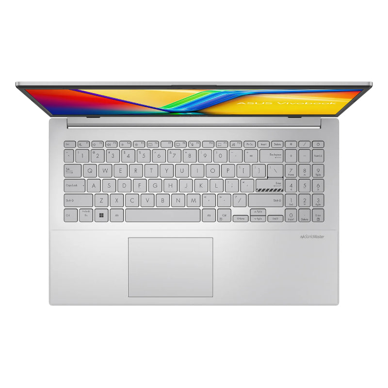 لابتوب أسوس فيفوبوك 15 X1504VA، مقاس 15.6 بوصة بدقة FHD، معالج كور 5 120U، ذاكرة وصول عشوائي 8 جيجابايت، قرص حالة صلبة NVMe M.2 بسعة 512 جيجابايت، نظام دوس (بدون نظام تشغيل)، ضمان سنة واحدة، فضي