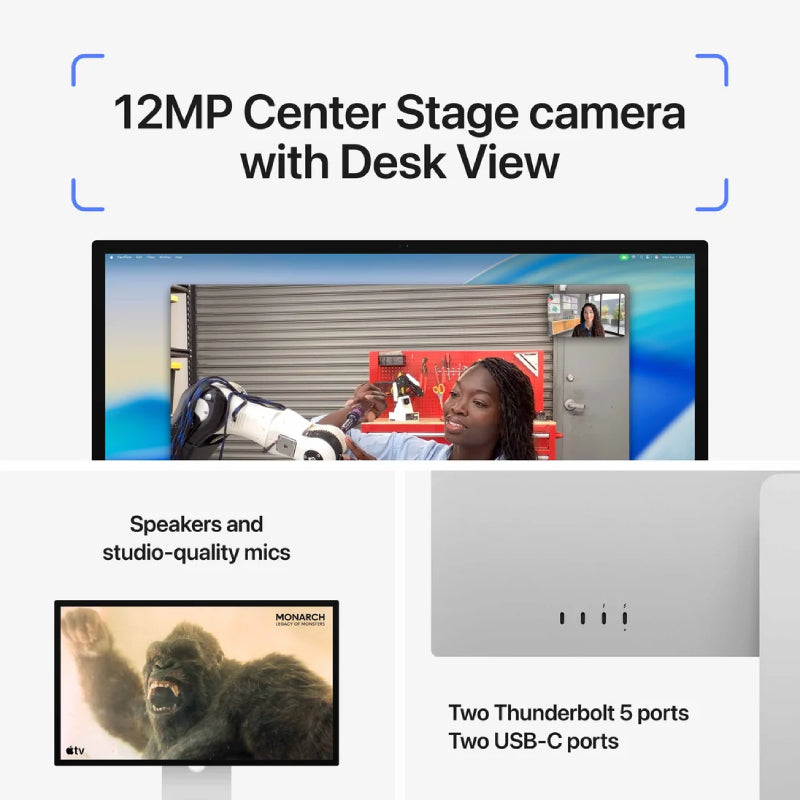 Apple Studio Display With Tilt and Height Adjustable Stand - Nano-Texture Glass / Thunderbolt 5 / 27.0" 5K Retina / 600 nits / USB-C / (2026 Model)