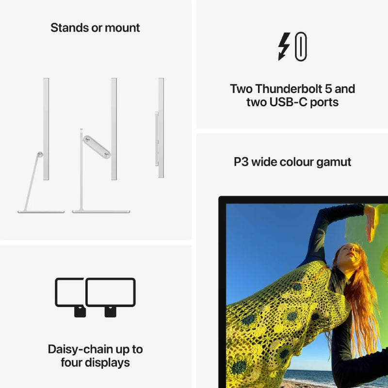 Apple Studio Display With Tilt and Height Adjustable Stand - Nano-Texture Glass / Thunderbolt 5 / 27.0" 5K Retina / 600 nits / USB-C / (2026 Model)