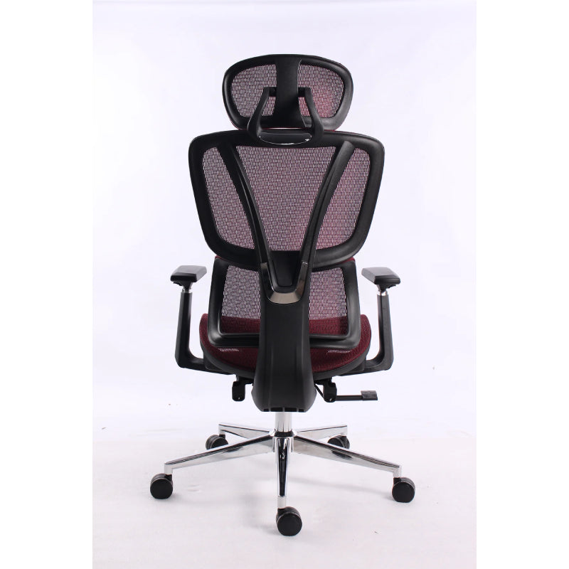 Black Bull Ergonomic Mesh Gaming & Office Chair with Footrest - Black Frame + Dark Red Mesh