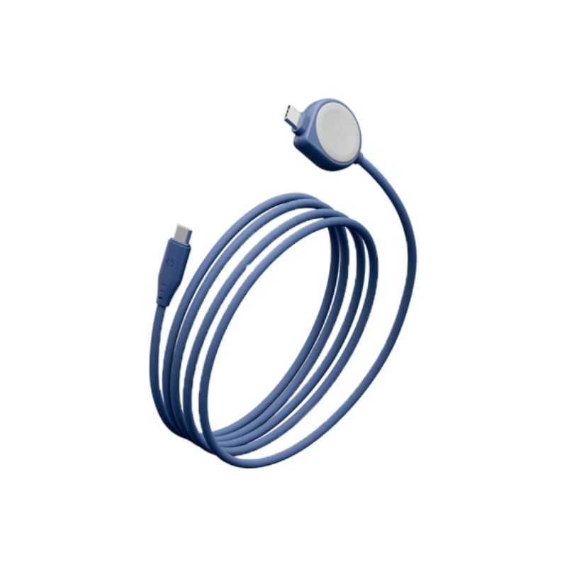 Energea Flow Duo (2In1) Cable - 1.5M / USB-C to USB-C With Apple Watch Charger / 480Mbps / 60W - Blue