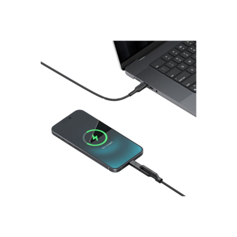 Energea Flow Duo 240W 1.5m Cable - 1.5m / 480Mbps / 240W / USB-C to USB-C + Lightning / Black