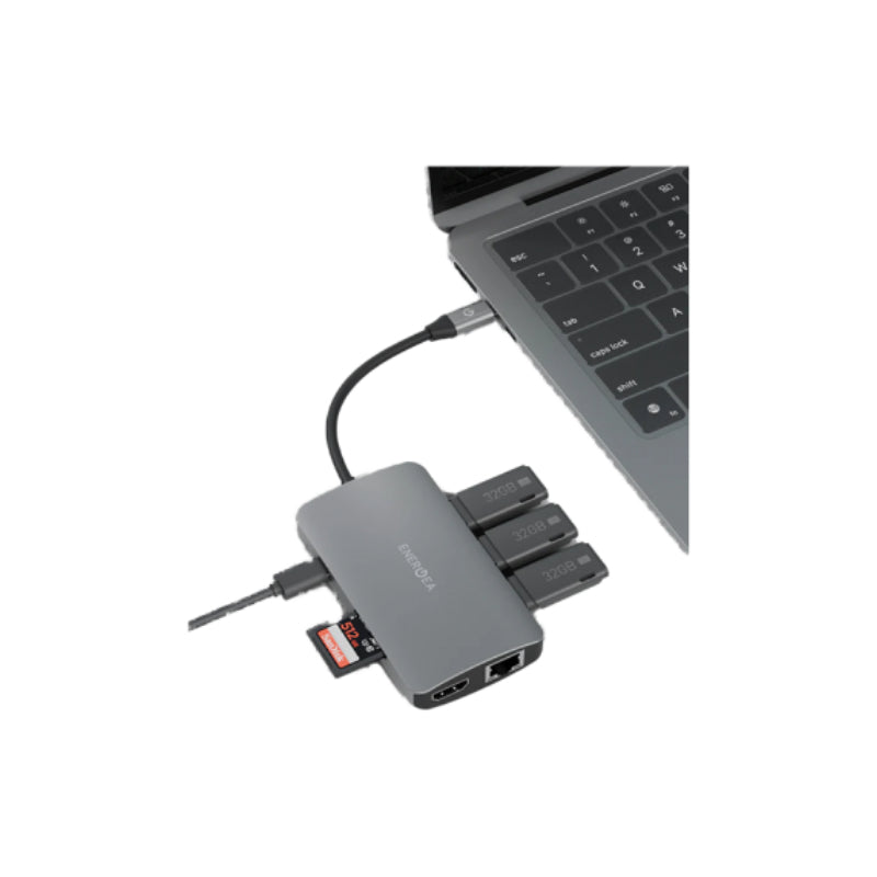Energea AluHub HD Pro 2 (8in1) Aluminum Alloy USB-C Hub - Gunmetal