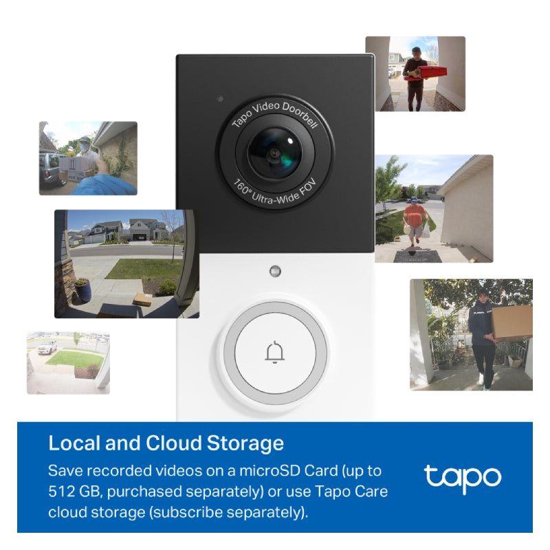 TP-Link Tapo D210 Tapo Video Doorbell Camera - 2K 3MP / Up to 15fps / Two-Way / AI Detection / Night Vision
