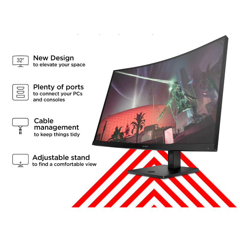 HP OMEN 32c Curved Gaming Monitor - 31.5" QHD / 1ms / 165Hz / DisplayPort 1.4 / HDMI 2.0 - Gaming Monitor