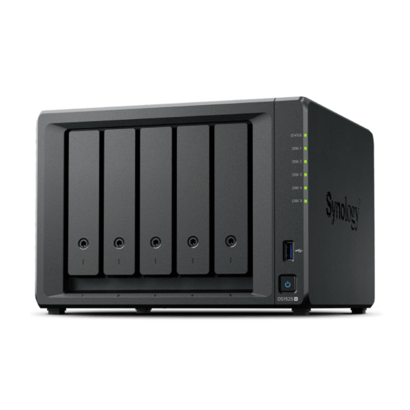 جهاز تخزين شبكي سينولوجي ديسك ستيشن DS1525+، SATA / M.2 NVMe / 5 خانات / USB / LAN / PCIe / مكتبي
