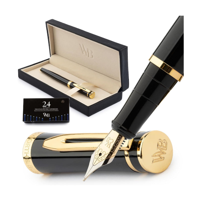 Wordsworth & Black Luxury Fountain Pen Set - (Medium Nib / Black)