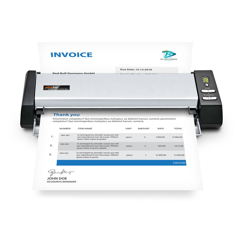 Plustek MobileOffice D430 - 1.8 sec/page / 600dpi / A4 / USB / Duplex Portable Scanner / 1YW - Scanner