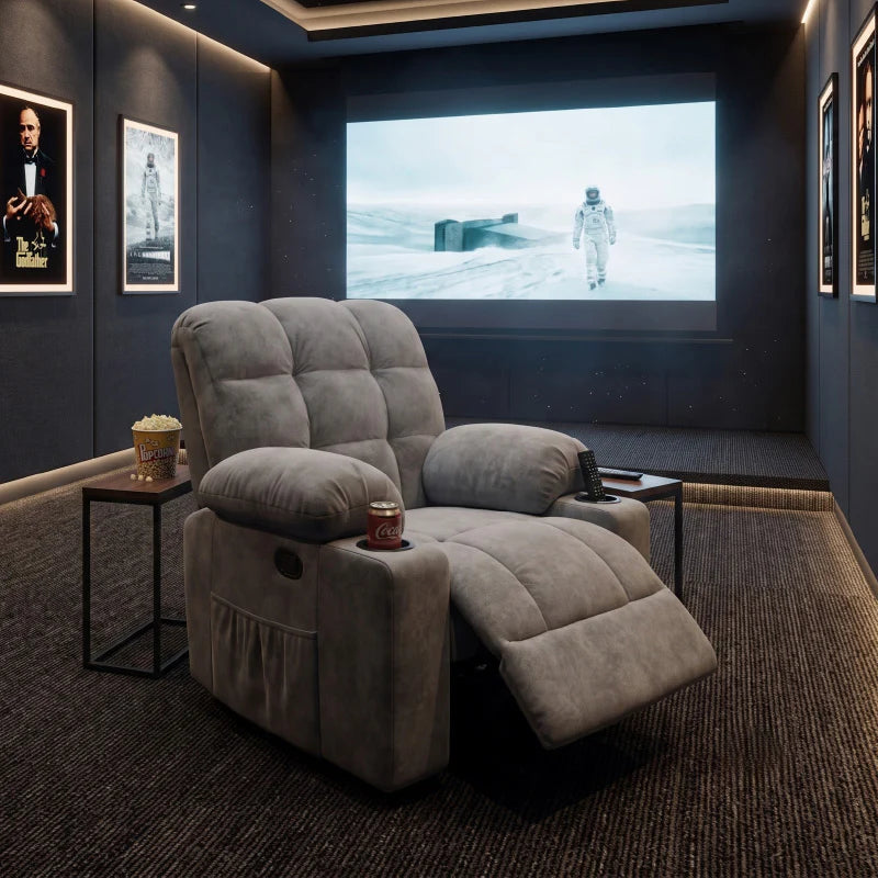 Black Bull Premium Sofa Swivel Rocker Recliner Size - Fabric Light Grey