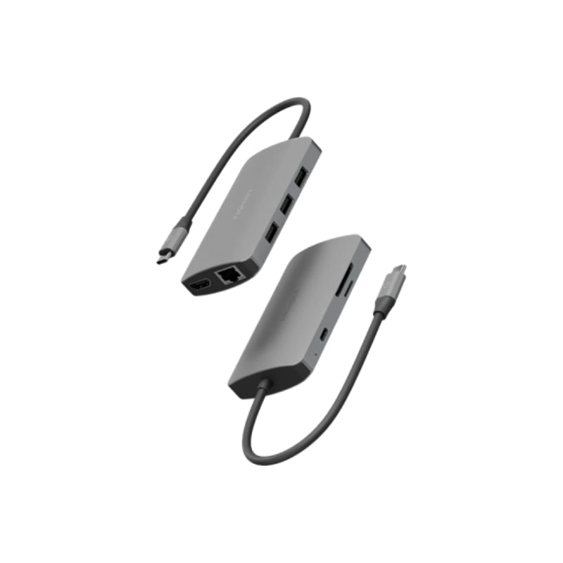 Energea AluHub HD Pro 2 (8in1) Aluminum Alloy USB-C Hub - Gunmetal