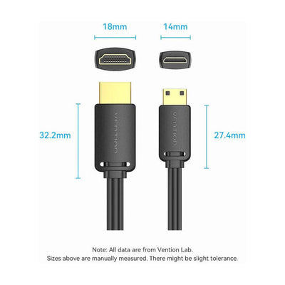 Vention HDMI-C Male to HDMI-A Male Cable - 4K / 1.5 Meter / Black