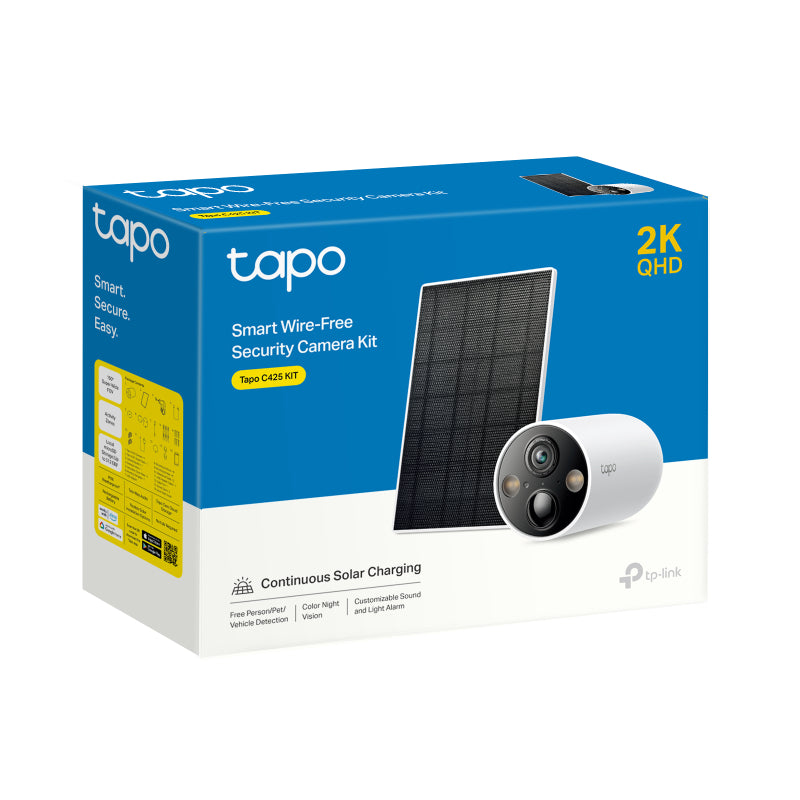 TP-Link (Tapo C425 KIT) Smart Wire-Free Security Camera and Solar Panel - 2K QHD / AI Detection / Night Vision