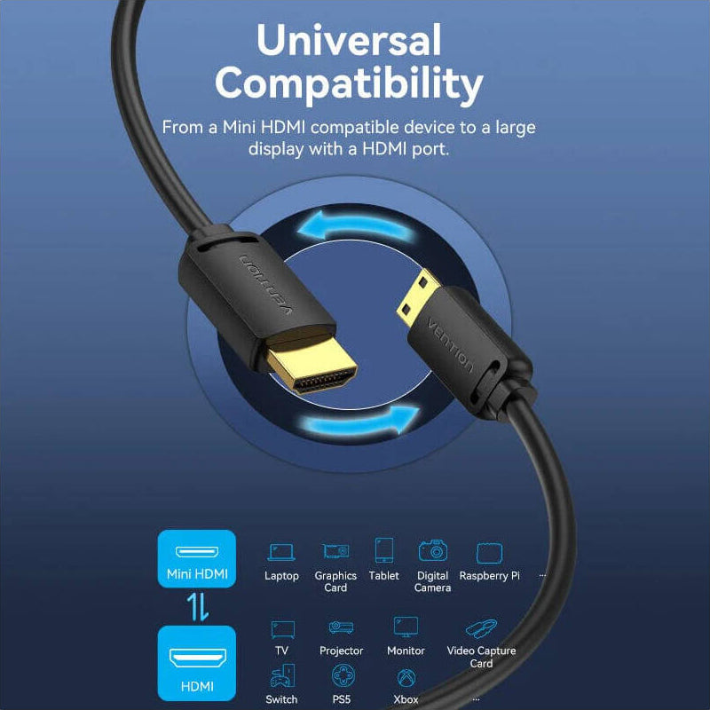 Vention HDMI-C Male to HDMI-A Male Cable - 4K / 1.5 Meter / Black
