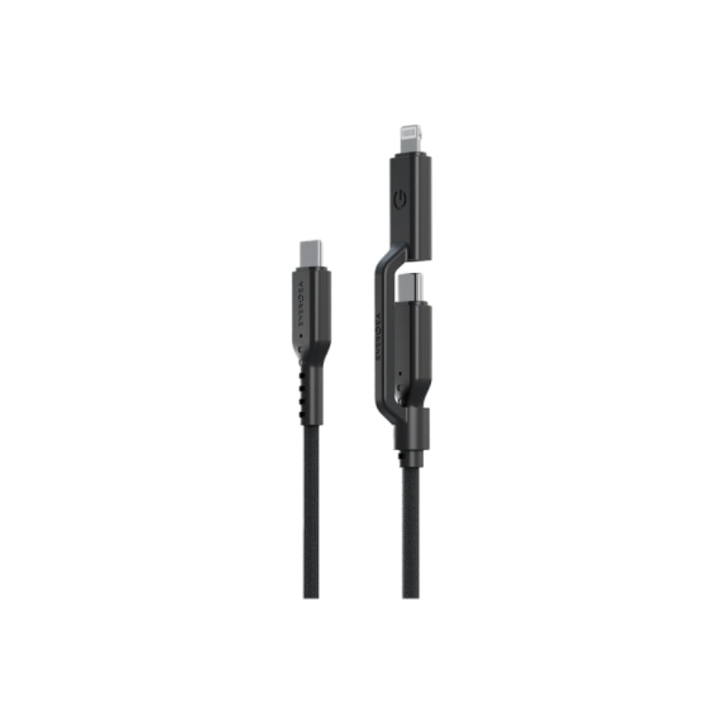 Energea Flow Duo 240W 1.5m Cable - 1.5m / 480Mbps / 240W / USB-C to USB-C + Lightning / Black