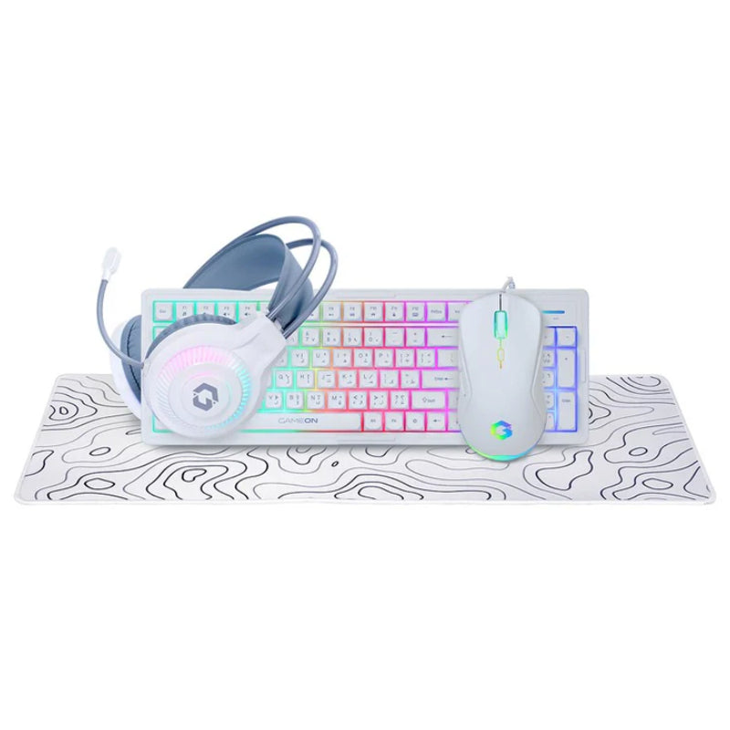 GAMEON GO-CYPHERW-XL-W All-In-One Gaming Bundle (Keyboard, Headset, Mouse & Mousepad) - White