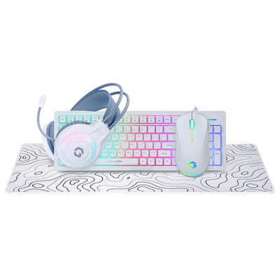 GAMEON GO-CYPHERW-XL-W All-In-One Gaming Bundle (Keyboard, Headset, Mouse & Mousepad) - White