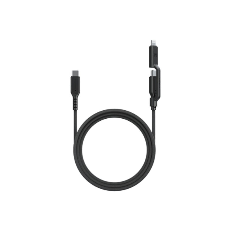Energea Flow Duo 240W 1.5m Cable - 1.5m / 480Mbps / 240W / USB-C to USB-C + Lightning / Black