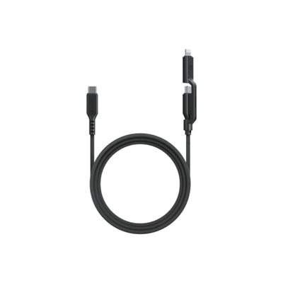 Energea Flow Duo 240W 1.5m Cable - 1.5m / 480Mbps / 240W / USB-C to USB-C + Lightning / Black