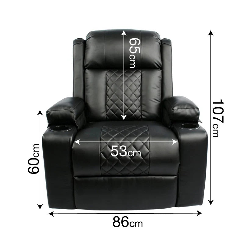 Black Bull Premium Sofa Swivel Rocker Recliner Size - PU Black