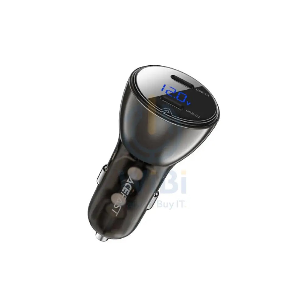ACEFAST B10 metal car charger 60W (USB-C + USB-C) with digital display - Black Accessories > Power Adapters