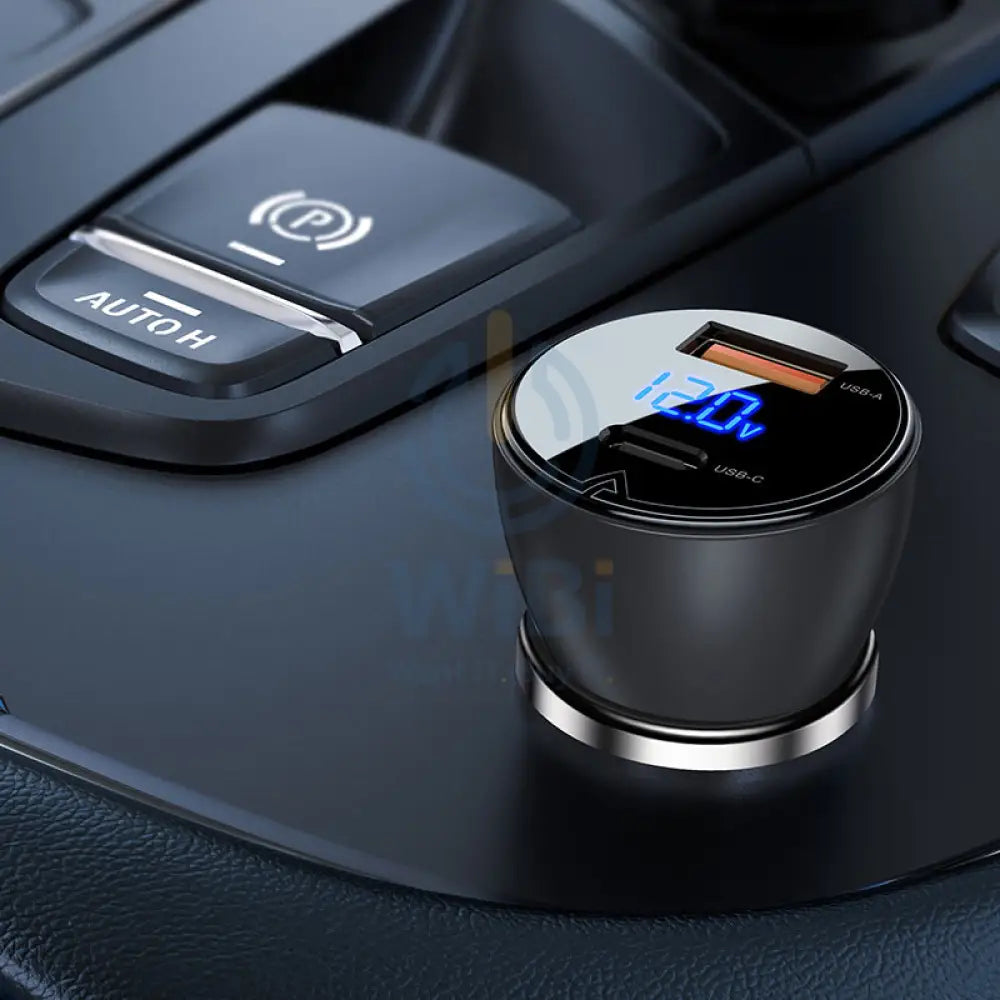 ACEFAST B6 metal car charger 63W (USB-A + USB-C) with digital display - Transparent Black Accessories > Power Adapters