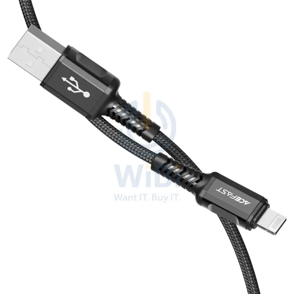 ACEFAST C1-02 USB-A to Lightning aluminum alloy charging data cable - Black Accessories > Cables & Converters > Cables