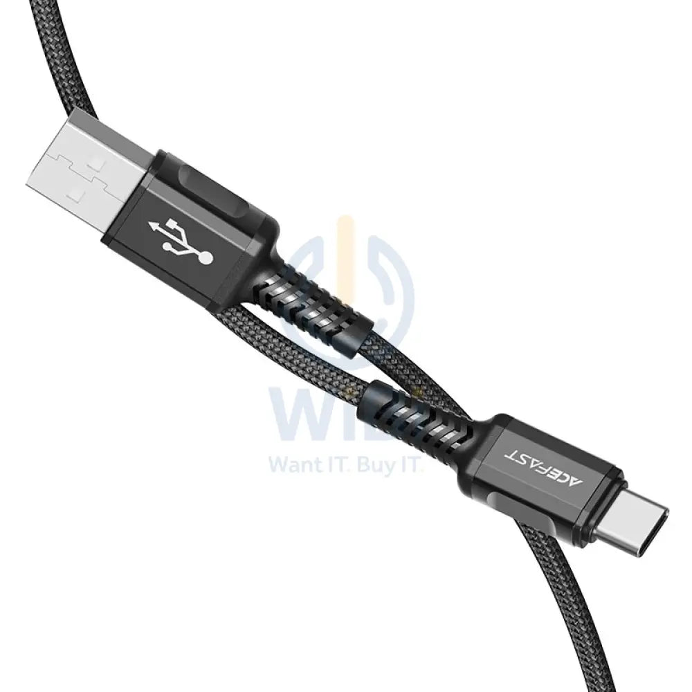 ACEFAST C1-04 USB-A to USB-C aluminum alloy charging data cable - Black Accessories > Cables & Converters > Cables