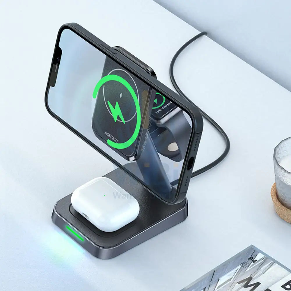 ACEFAST E3 3 in 1 Wireless Charger Desktop Holder 15W / Black Accessories > Mobiles & Tablets > Mobiles > Mobile Holder