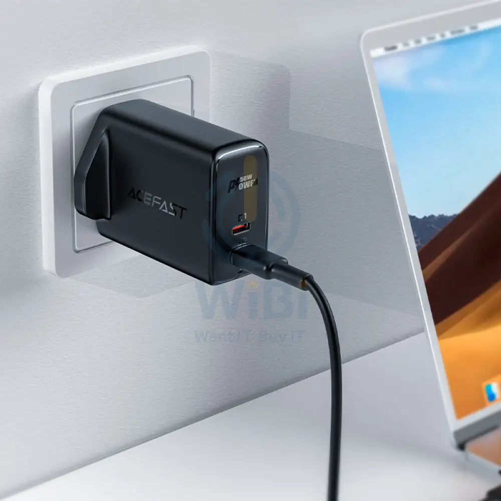 ACEFAST Fast Wall Charger A32 PD50W GaN (USB-C + USB-C) dual port charger (UK) - Black Accessories > Power Adapters