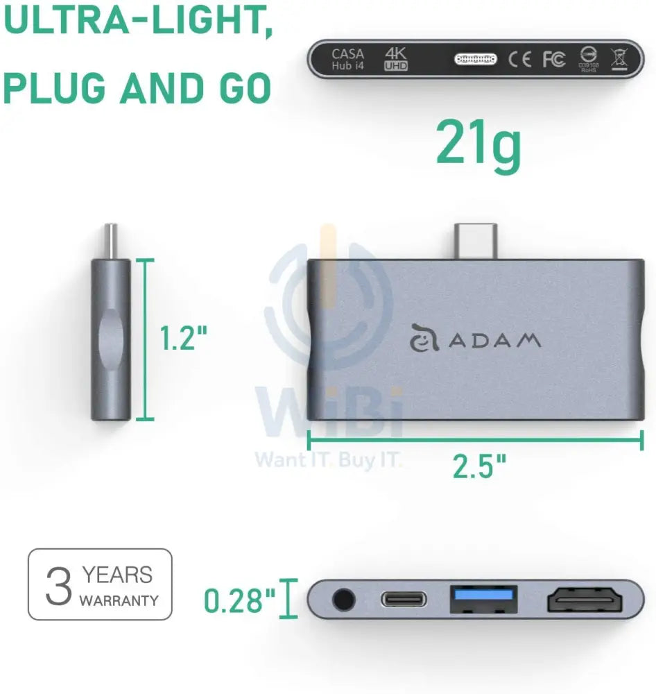 Adam Elements Casa HUB i4 USB-C 3.1 4 port Hub for iPad Pro - Grey Accessories > Mobiles & Tablets