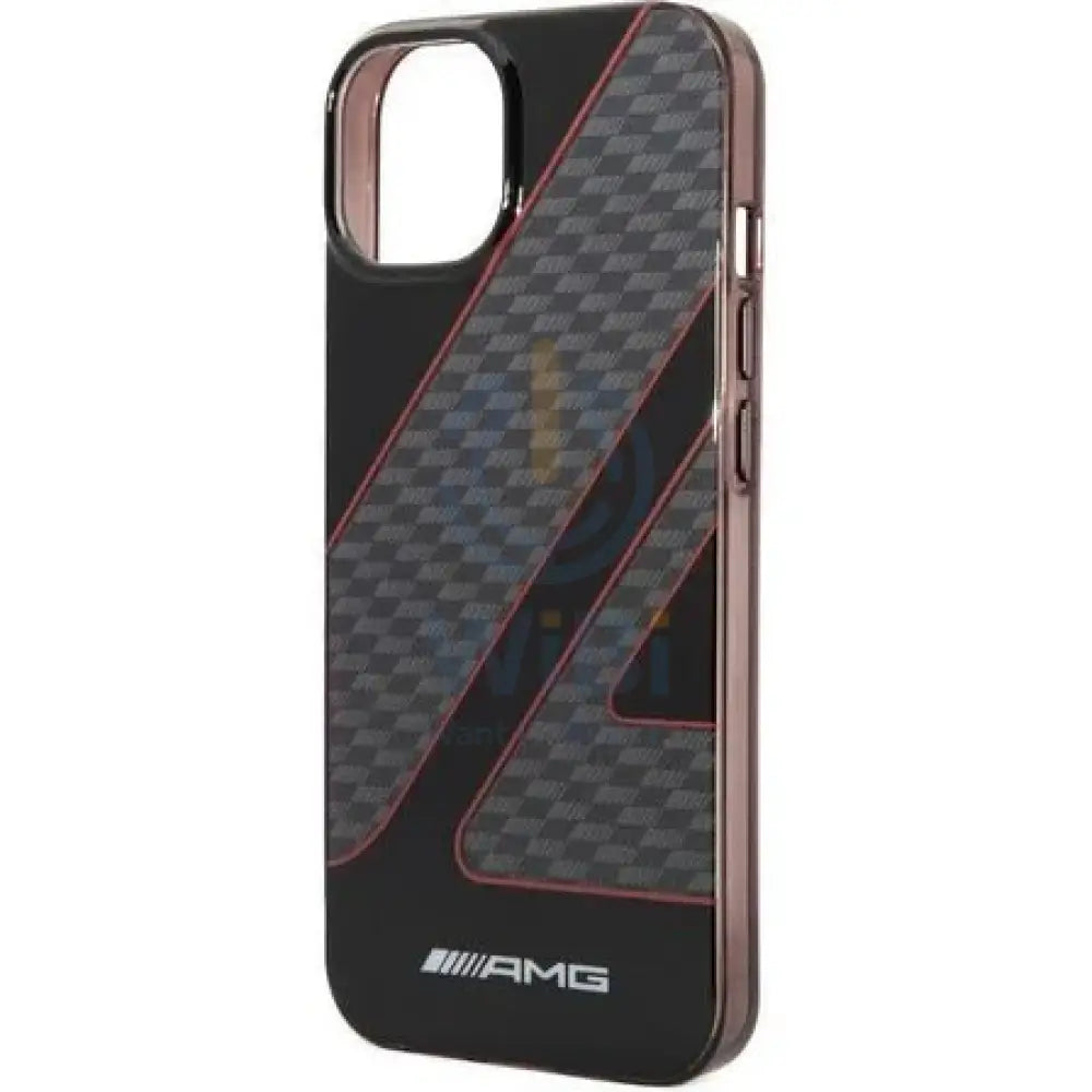 AMG Apple iPhone 14 Pro Transparent Double Layer Case with Checkered Flag Pattern - Red Accessories > Mobiles & Tablets