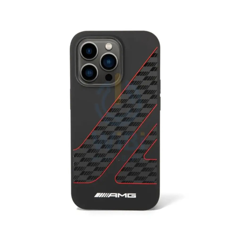 AMG Liquid Silicone Case Checkered Flag Pattern - Apple iPhone 14 Pro / Black / Red Accessories > Mobiles & Tablets >