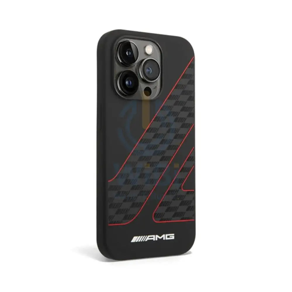 AMG Liquid Silicone Case Checkered Flag Pattern - Apple iPhone 14 Pro / Black / Red Accessories > Mobiles & Tablets >