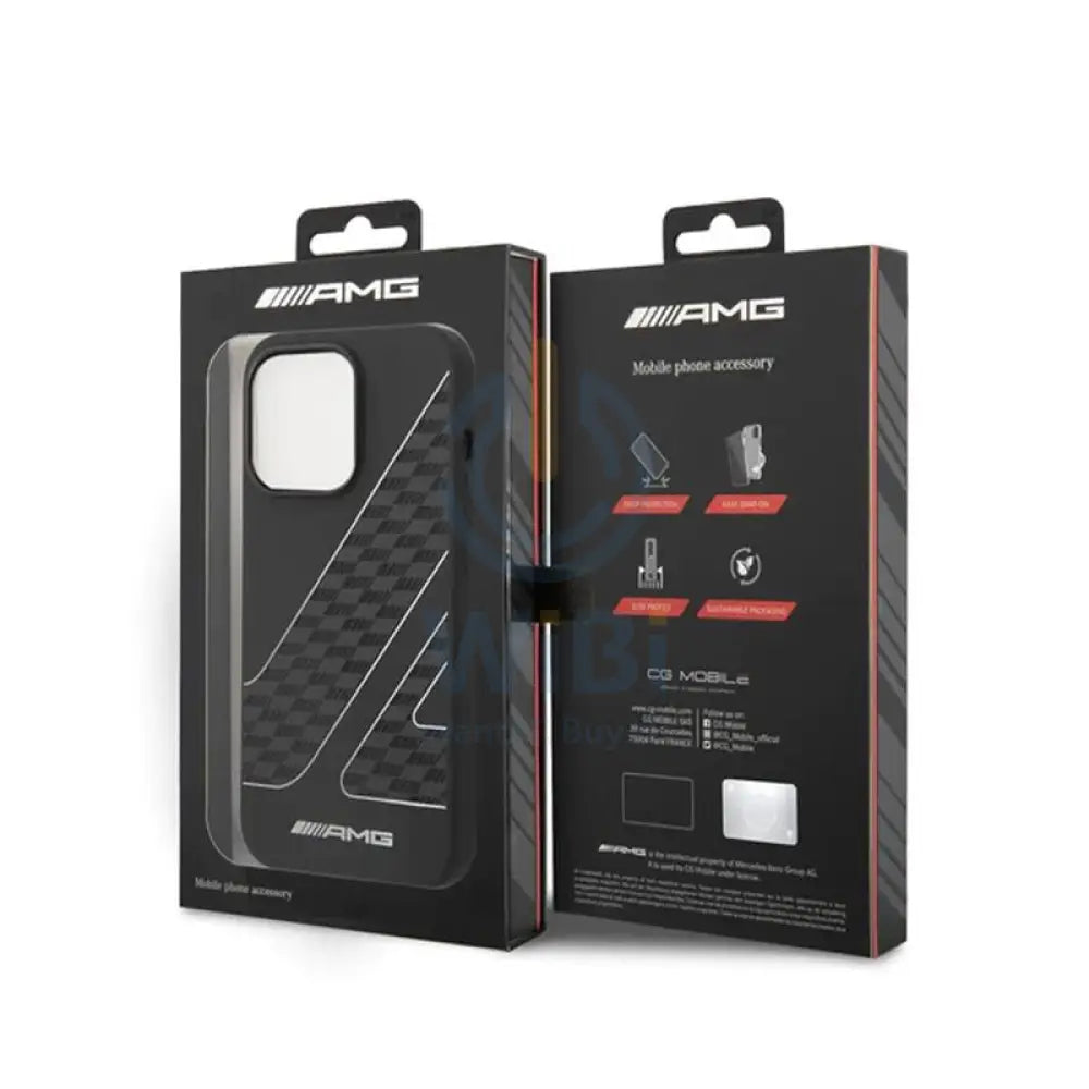 AMG Liquid Silicone Case Checkered Flag Pattern - Apple iPhone 14 Pro Max / Black / White Accessories > Mobiles &