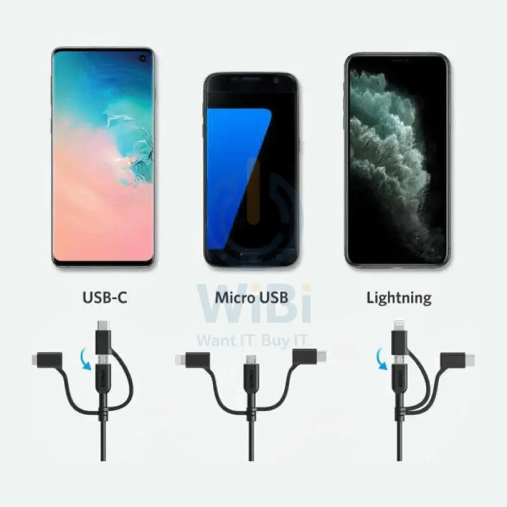 Anker 3 in 1 PowerLine II (0.9m) C89 - Black Accessories > Cables & Converters > Cables > Offer Zone